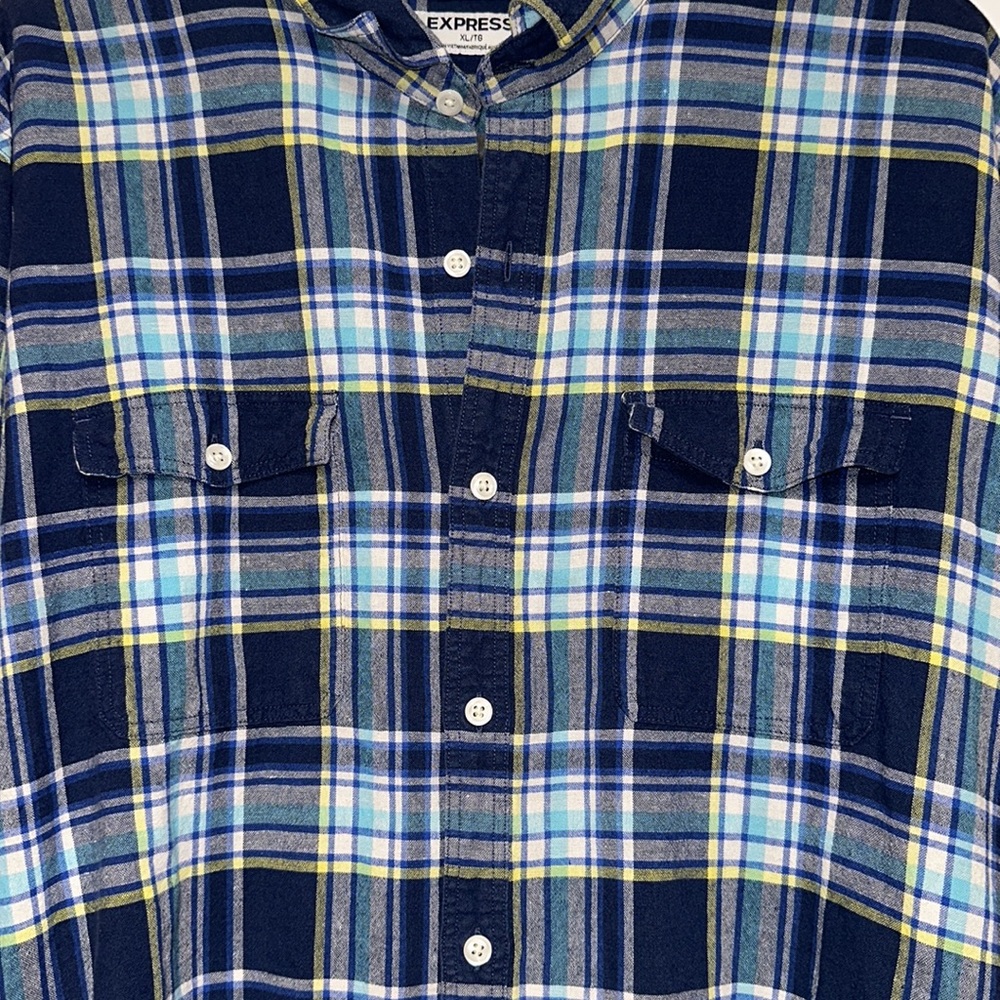 Express XL Blue Plaid Button Down Shirt! Gently worn, like new!